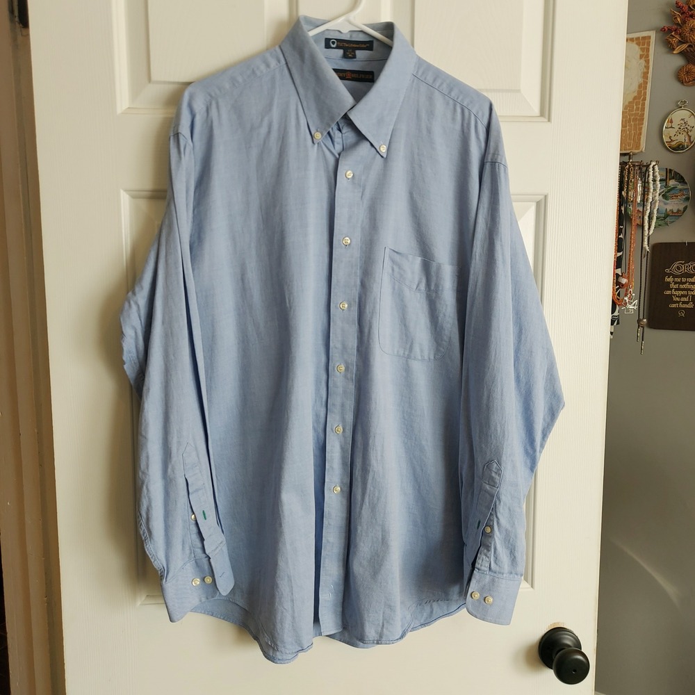 Tommy Hilfiger XL Blue Oxford Button Down Shirt Lifetime Collar 100% Cotton Y2K